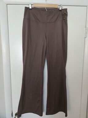 StretchTheRules Chocolate Brown Flare Leg Yoga Pants Size Large